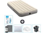 Intex Airbed - 1 Persona - 99 X 191 X 25 Cm - Beige - Lenzuolo Incluso - Bacio - Pompa - Kit Di Riparazione E Protezione Per Cuscini