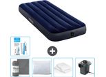 Intex Airbed - 1 Persona - 76 X 191 X 25 Cm - Blu - Lenzuolo Incluso - Bacio - Pompa - Kit Di Riparazione E Protezione Per Cuscino