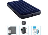 Letto Gonfiabile Intex - 1 Persona - 99 X 191 X 25 Cm - Blu - Lenzuola Incluse - Pompa E Kit Di Riparazione