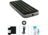 Letto Gonfiabile Intex - 1 Persona - 76 X 191 X 25 Cm - Verde - Lenzuolo - Pompa E Kit Di Riparazione