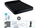 Letto Gonfiabile Intex - 2 Persone - 152 X 203 X 25 Cm - Blu Scuro - In Dotazione Lenzuolo Di Montaggio - Bacio - Pompa - Set Di Riparazione E Protezione Per Cuscini