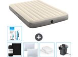 Intex Airbed - 2 Persone - 152 X 203 X 25 Cm - Beige - Lenzuolo Incluso - Bacio - Pompa - Set Di Riparazione E Protezione Per Cuscini