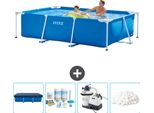 Piscina Intex Con Struttura Rettangolare - 260 X 160 X 65 Cm - Blu - Include Copertura - Pacchetto Manutenzione - Pompa Filtro Per Piscina - Sfere Filtranti