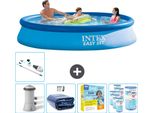 Piscina Gonfiabile Rotonda Intex Easy Set - 366 X 76 Cm - Blu - Inclusa Pompa Tenda - Pacchetto Manutenzione - Filtro - Aspirapolvere