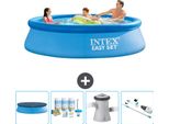 Piscina Gonfiabile Rotonda Intex Easy Set - 305 X 76 Cm - Blu - Include Copertura - Pacchetto Manutenzione - Pompa Filtro Per Piscina - Hoover