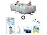 Piscina Intex Rettangolare Con Struttura A Prisma - 300 X 175 X 80 Cm - Grigio - Inclusa Pompa - Scaletta Tenda Da Sole - Pacchetto Manutenzione - Filtro - Aspirapolvere