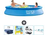 Piscina Gonfiabile Rotonda Intex Easy Set - 305 X 61 Cm - Blu - Include Tenda Da Sole - Pacchetto Manutenzione - Pompa Filtro Per Piscina - Kit Pulizia