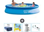 Piscina Gonfiabile Rotonda Intex Easy-Set - 366 X 76 Cm - Blu - Include Tenda Da Sole - Pacchetto Manutenzione - Pompa Filtro Per Piscina - Hoover