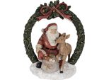 Clayre & Eef Decorazione Natalizia Con Illuminazione A Led Babbo Natale 23 Cm In Poliresina Rossa