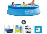 Piscina Gonfiabile Rotonda Intex Easy Set - 305 X 76 Cm - Blu - Include Tenda Da Sole - Pacchetto Manutenzione - Pompa Filtro Per Piscina - Piastrelle Per Pavimento