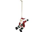 Targhetta Natalizia Clayre & Eef Babbo Natale 8 Cm In Poliresina Rossa