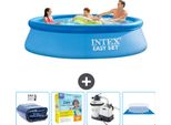 Piscina Gonfiabile Rotonda Intex Easy Set - 305 X 76 Cm - Blu - Include Tenda Da Sole - Pacchetto Manutenzione - Pompa Filtro Per Piscina - Telo Di Fondo