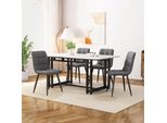 Tavolo Da Pranzo Flieks Tavolo Da Cucina Rettangolare Con Gambe In Metallo Nero, Tavolo Da Sala Da Pranzo Con Motivo In Marmo, Tavolo Da Lavoro, Nero, 120X70X74 Cm