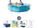 Piscina Intex Con Struttura Rotonda - 305 X 76 Cm - Pressione Dell'acqua - Tenda Da Sole Inclusa - Pacchetto Manutenzione - Pompa Filtro Per Piscina - Scaletta