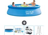 Piscina Gonfiabile Rotonda Intex Easy Set - 305 X 76 Cm - Blu - Include Copertura - Pacchetto Manutenzione - Pompa Filtro Per Piscina - Scaletta