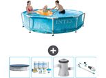 Piscina Intex Con Struttura Rotonda - 305 X 76 Cm - Pressione Dell'acqua - Copertura Inclusa - Pacchetto Manutenzione - Pompa Filtro Per Piscina - Hoover