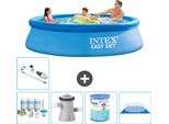 Piscina Gonfiabile Rotonda Intex Easy Set - 305 X 76 Cm - Blu - Pacchetto Manutenzione Incluso - Pompa Filtro Per Piscina - Filtro - Telo Di Fondo - Aspirapolvere
