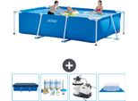 Piscina Intex Con Struttura Rettangolare - 300 X 200 X 75 Cm - Blu - Include Copertura - Pacchetto Manutenzione - Pompa Filtro Per Piscina - Copertura Del Terreno