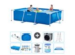 Piscina Intex Con Struttura Rettangolare - 300 X 200 X 75 Cm - Blu - Include Tenda Da Sole - Pacchetto Manutenzione - Pompa Filtro Per Piscina - Filtro - Telo Di Fondo - Aspirapolvere