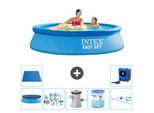 Piscina Gonfiabile Rotonda Intex Easy Set - 244 X 61 Cm - Blu - Include Copertura - Pacchetto Manutenzione - Pompa Filtro Per Piscina - Filtro - Kit Pulizia - Piastrelle Per Pavimento