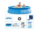 Piscina Gonfiabile Rotonda Intex Easy Set - 244 X 61 Cm - Blu - Include Copertura - Pacchetto Manutenzione - Pompa Filtro Per Piscina - Filtro - Copertura Del Terreno - Pompa Di Calore