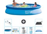 Piscina Gonfiabile Rotonda Intex Easy-Set - 366 X 76 Cm - Blu - Include Telo Di Copertura - Pacchetto Di Manutenzione - Pompa Filtro Per Piscina - Filtro - Telo Di Fondo - Aspirapolvere