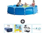 Piscina Intex Con Struttura Rotonda - 305 X 76 Cm - Blu - Include Tenda Da Sole - Pacchetto Manutenzione - Pompa Filtro Per Piscina - Kit Pulizia