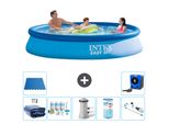 Piscina Gonfiabile Rotonda Intex Easy-Set - 366 X 76 Cm - Blu - Include Tenda Da Sole - Pacchetto Manutenzione - Pompa Filtro Per Piscina - Filtro - Aspirapolvere - Piastrelle Per Pavimento