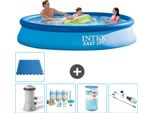 Piscina Gonfiabile Rotonda Easy Set Di Intex - 366 X 76 Cm - Blu - Incluso Pacchetto Manutenzione Pompa - Filtro - Aspirapolvere - Piastrelle Per Pavimento