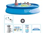Piscina Gonfiabile Rotonda Intex Easy Set - 396 X 84 Cm - Blu - Incluso Pacchetto Manutenzione Pompa - Filtro - Telo Di Fondo - Aspirapolvere