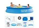 Piscina Gonfiabile Rotonda Intex Easy Set - 305 X 61 Cm - Blu - Incluso Tenda Con Pompa - Pacchetto Manutenzione - Filtro - Telo Di Fondo - Aspirapolvere - Scaletta