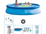 Piscina Gonfiabile Rotonda Intex Easy Set - 396 X 84 Cm - Blu - Inclusa Copertura Pompa - Pacchetto Manutenzione - Filtro - Aspirapolvere