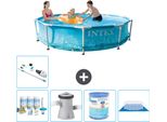 Piscina Intex Con Telaio Rotondo - 305 X 76 Cm - Pressione Dell'acqua - Pacchetto Di Manutenzione Incluso - Pompa Filtro Per Piscina - Filtro - Copertura Del Terreno - Aspirapolvere