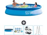 Piscina Gonfiabile Rotonda Intex Easy-Set - 366 X 76 Cm - Blu - Include Copertura - Pacchetto Manutenzione - Pompa Filtro Per Piscina - Scaletta
