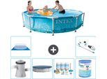 Piscina Intex Con Struttura Rotonda - 305 X 76 Cm - Pressione Dell'acqua - Copertura Della Pompa Inclusa - Pacchetto Di Manutenzione - Filtro - Telo Di Fondo - Aspirapolvere