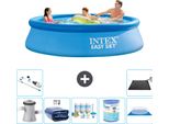 Piscina Gonfiabile Rotonda Intex Easy Set - 305 X 76 Cm - Blu - Incluso Telo Pompa - Pacchetto Manutenzione - Filtro - Telo Di Fondo - Aspirapolvere - Tappeto Solare