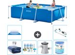 Piscina Intex Con Struttura Rettangolare - 300 X 200 X 75 Cm - Blu - Include Tenda Da Sole - Pacchetto Manutenzione - Pompa Filtro Per Piscina - Filtro - Telo Di Fondo - Aspirapolvere