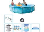 Piscina Intex Con Struttura Rotonda - 305 X 76 Cm - Pressione Dell'acqua - Pacchetto Di Manutenzione Della Pompa Incluso - Filtro - Telo Per Pavimento - Aspirapolvere