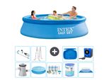 Piscina Gonfiabile Rotonda Intex Easy Set - 305 X 76 Cm - Blu - Incluso Tenda Con Pompa - Pacchetto Manutenzione - Filtro - Telo Di Fondo - Aspirapolvere - Scaletta