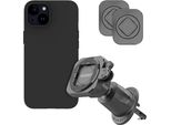 Supporto Per Cellulare Da Auto Accezz Easylock - Custodia Inclusa Per Iphone 15 - Griglia Di Ventilazione - Ruotabile A 360 Gradi - Nero