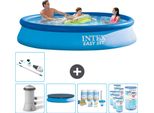 Piscina Gonfiabile Rotonda Easy Set Di Intex - 366 X 76 Cm - Blu - Inclusa Copertura Pompa - Pacchetto Manutenzione - Filtro - Aspirapolvere