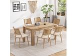 Flieks Sedie Da Pranzo In Rattan Set Di 6, Tavolo Da Pranzo Sedie Da Cucina Con Gambe In Metallo, Sedia Da Giardino Sedia Per Il Tempo Libero Sedia Da Soggiorno, Pu, Beige