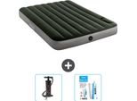 Intex Airbed - Letto Matrimoniale - 137 X 191 X 25 Cm - Verde - Pompa E Kit Di Riparazione