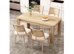 Flieks Sedie Da Pranzo In Rattan Set Di 4, Tavolo Da Pranzo Sedie Da Cucina Con Gambe In Metallo, Sedia Da Giardino Sedia Da Salotto, Pu, Beige