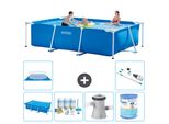 Piscina Intex Con Struttura Rettangolare - 300 X 200 X 75 Cm - Blu - Include Tenda Da Sole - Pacchetto Manutenzione - Pompa Filtro Per Piscina - Filtro - Telo Di Fondo - Aspirapolvere