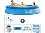 Piscina Gonfiabile Rotonda Intex Easy Set - 305 X 61 Cm - Blu - Inclusa Copertura Pompa - Pacchetto Manutenzione - Filtro - Aspirapolvere