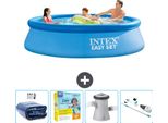 Piscina Gonfiabile Rotonda Intex Easy Set - 305 X 76 Cm - Blu - Include Tenda Da Sole - Pacchetto Manutenzione - Pompa Filtro Per Piscina - Hoover
