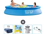 Piscina Gonfiabile Rotonda Intex Easy Set - 305 X 61 Cm - Blu - Include Tenda Da Sole - Pacchetto Manutenzione - Pompa Filtro Per Piscina - Hoover