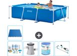 Piscina Intex Con Struttura Rettangolare - 260 X 160 X 65 Cm - Blu - Pacchetto Manutenzione Incluso - Pompa Filtro Per Piscina - Filtro - Aspirapolvere - Pavimento In Piastrelle