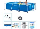 Piscina Intex Con Struttura Rettangolare - 260 X 160 X 65 Cm - Blu - In Dotazione Copertura - Pacchetto Di Manutenzione - Pompa Filtro Per Piscina - Filtro - Aspiratore